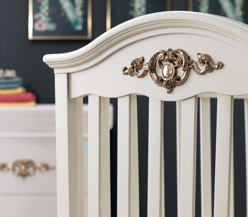 Azzurra Design lettino Pregio Gold bianco, dettaglio pediera