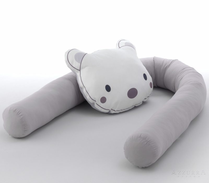 Azzurra Design riduttore culla Olall&agrave; bianco-grigio, tubolare perimetrale con cuscino orso